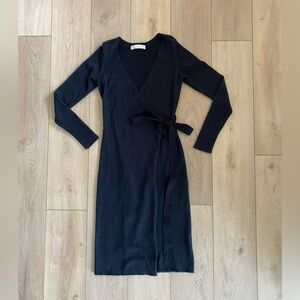 Abercrombie Black Long Sleeve Sweater Wrap Dress